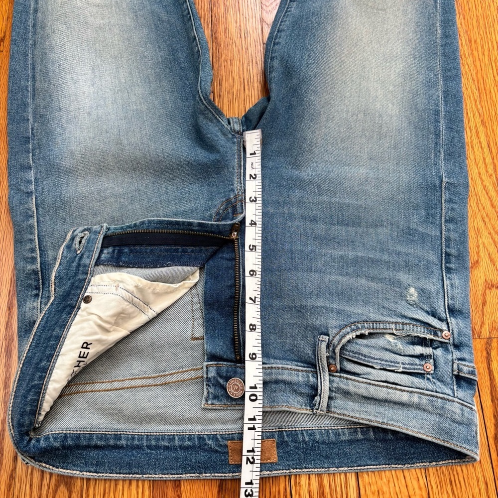Mother Women"s 29 High Waisted Rascal Ankle Jeans Love Gun Distressed Frayed Hem - Picture 11 of 16